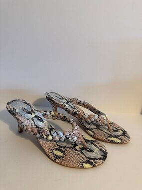 Vince Camuto Snake-Print Braided Thong Sandals in Tan, Black, Yellow, Blue